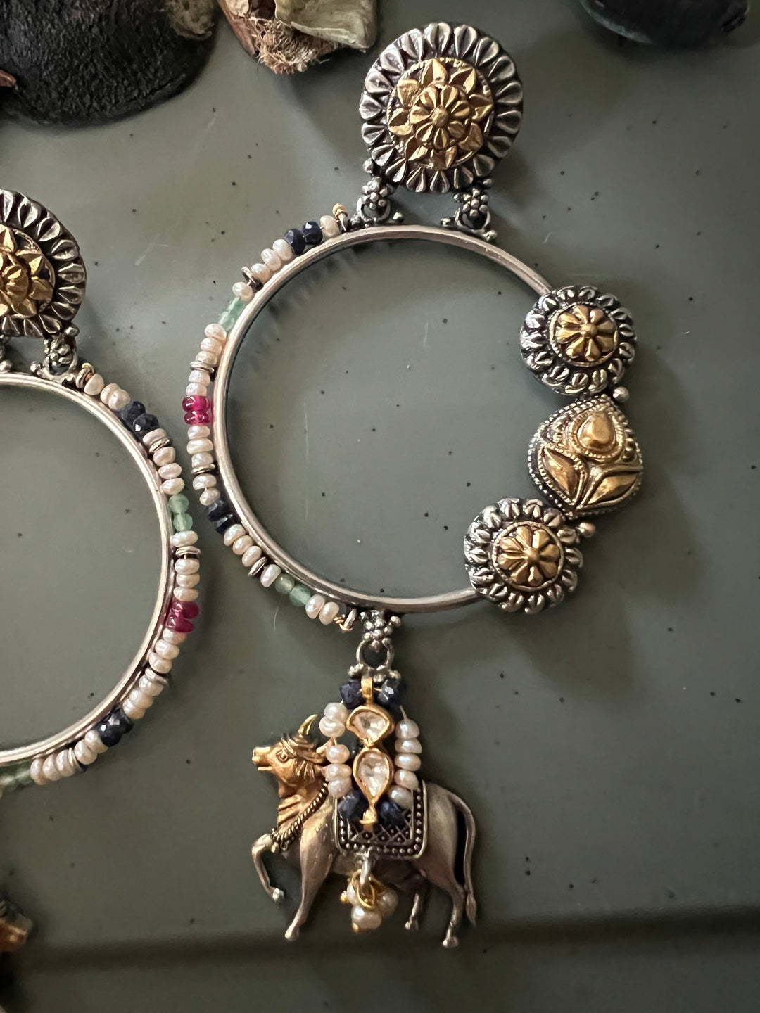 Fusion Kundan Silver Earrings | SHIVKA