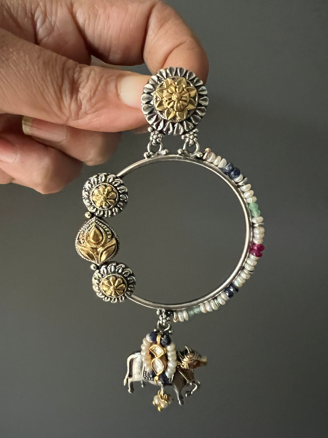 Fusion Kundan Silver Earrings | SHIVKA