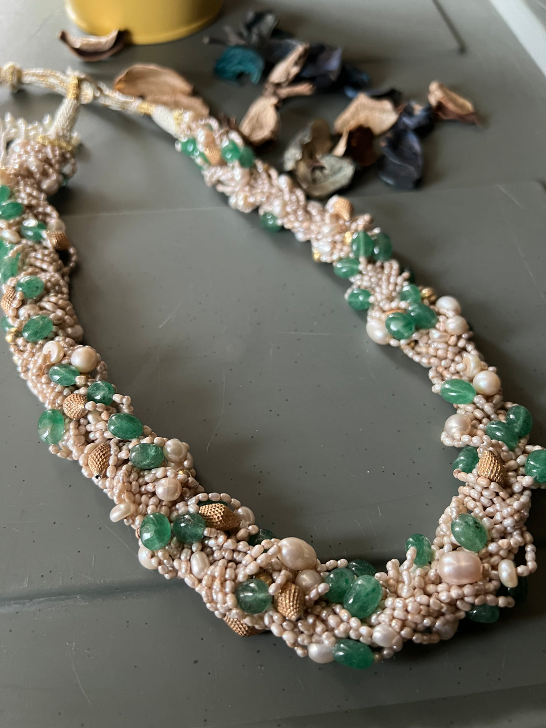 Handmade Real Gemstone & Pearl 925 Silver Fusion Necklace by SHIVKA