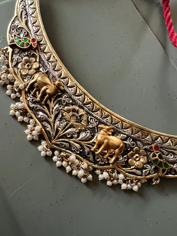 Handmade Elegant 925 Silver Hasli Collar Necklace by SHIVKA