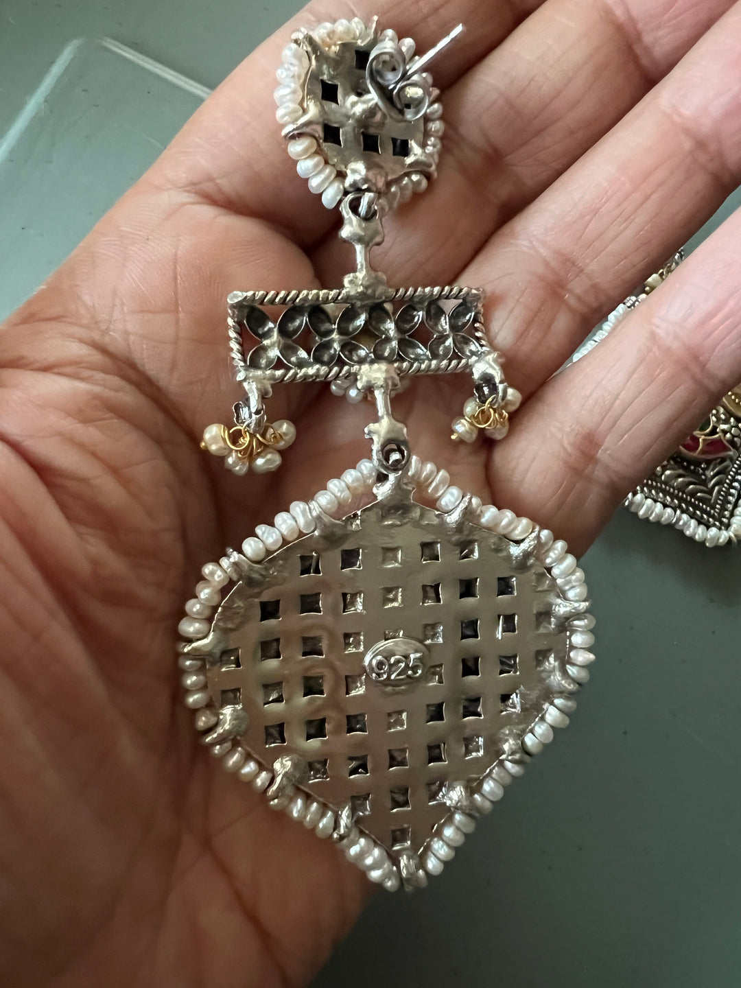 Fusion Kundan Silver Earrings | SHIVKA