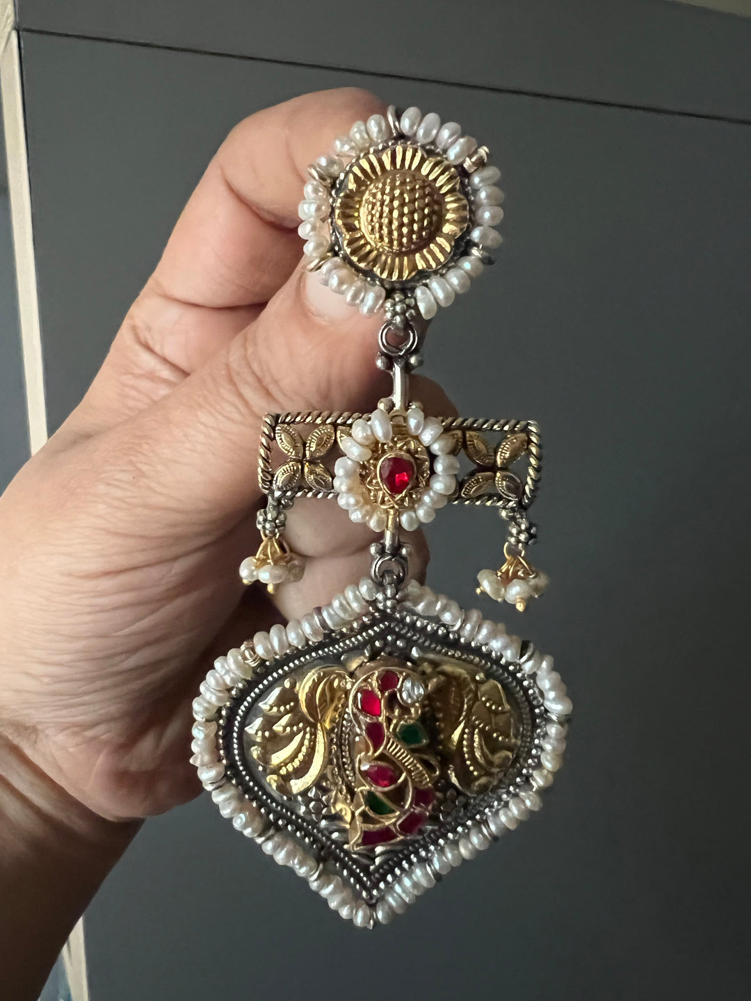 Fusion Kundan Silver Earrings | SHIVKA