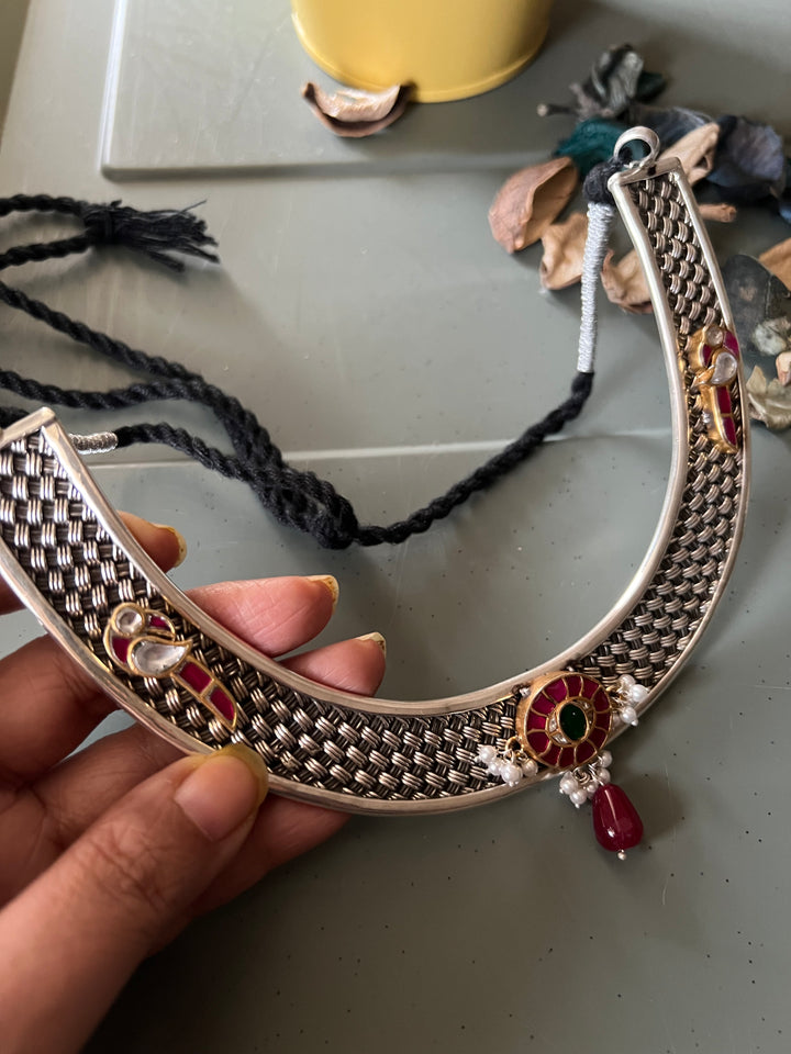 Handmade Elegant 925 Silver Hasli Collar Necklace by SHIVKA