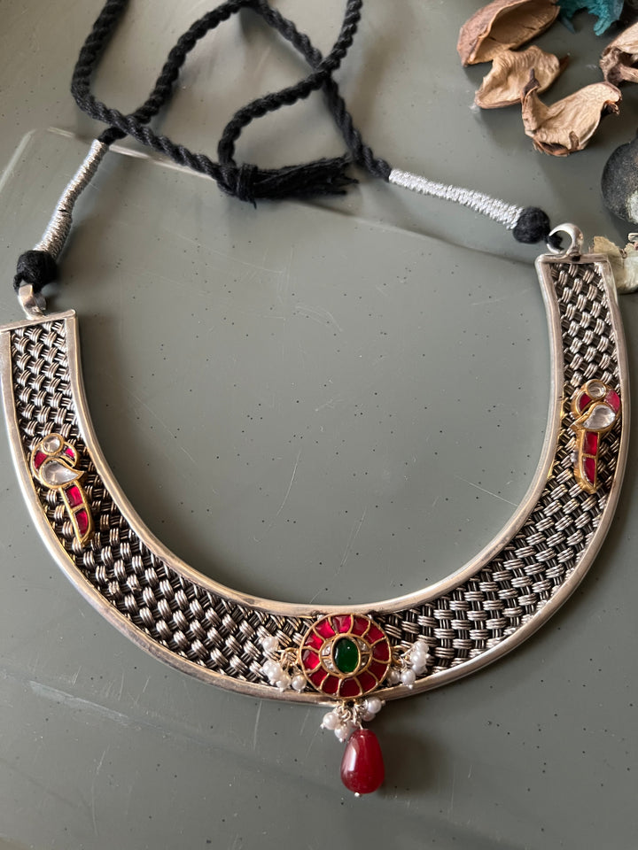 Handmade Elegant 925 Silver Hasli Collar Necklace by SHIVKA