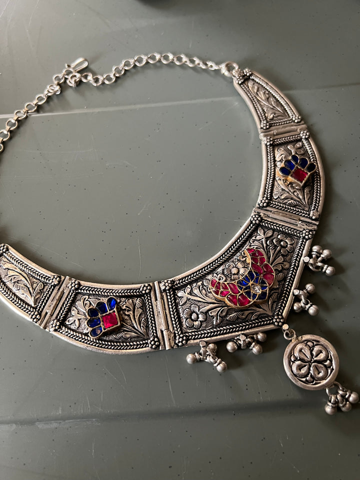 Handmade Elegant 925 Silver Hasli Collar Necklace by SHIVKA