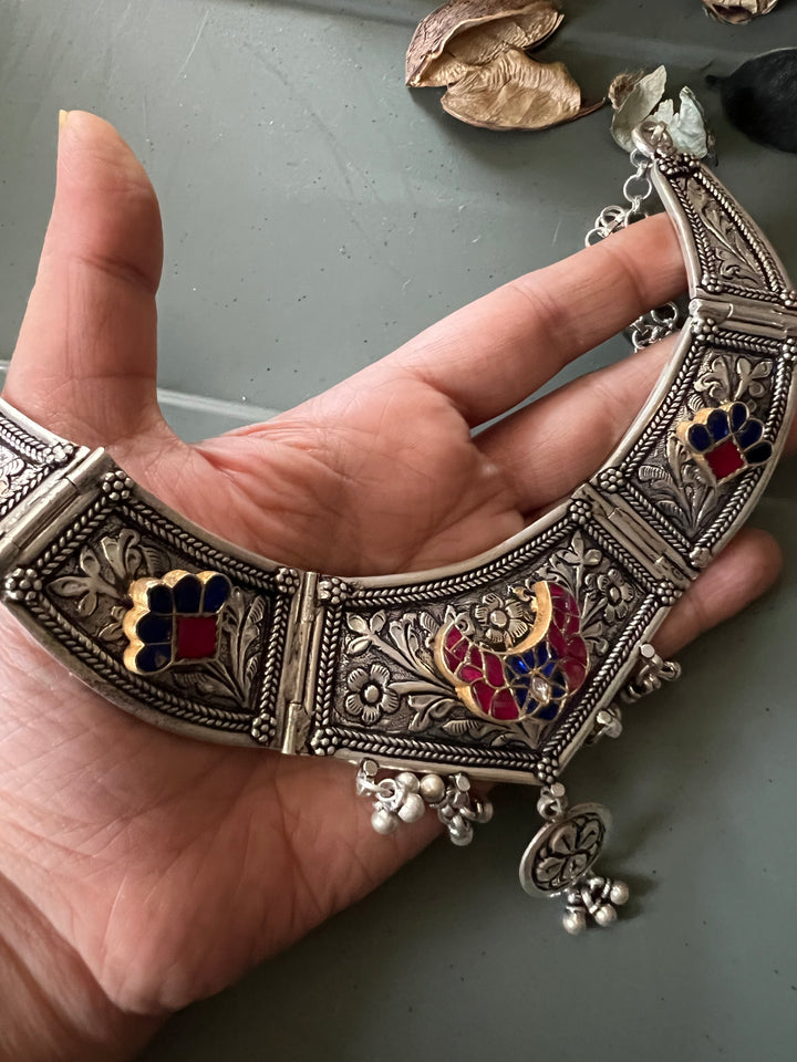 Handmade Elegant 925 Silver Hasli Collar Necklace by SHIVKA