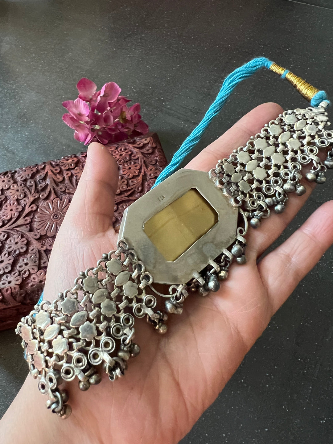 Kundan Embellished Pure 925 Silver Choker