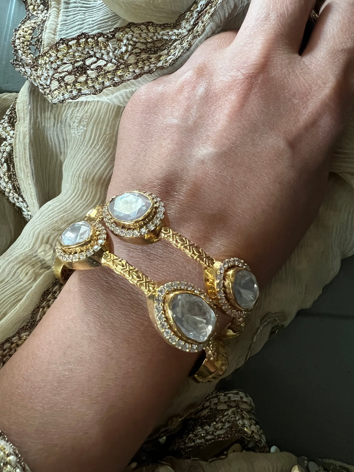 925 Silver Kundan Bangles | Polki Bangle Set SHIVKA