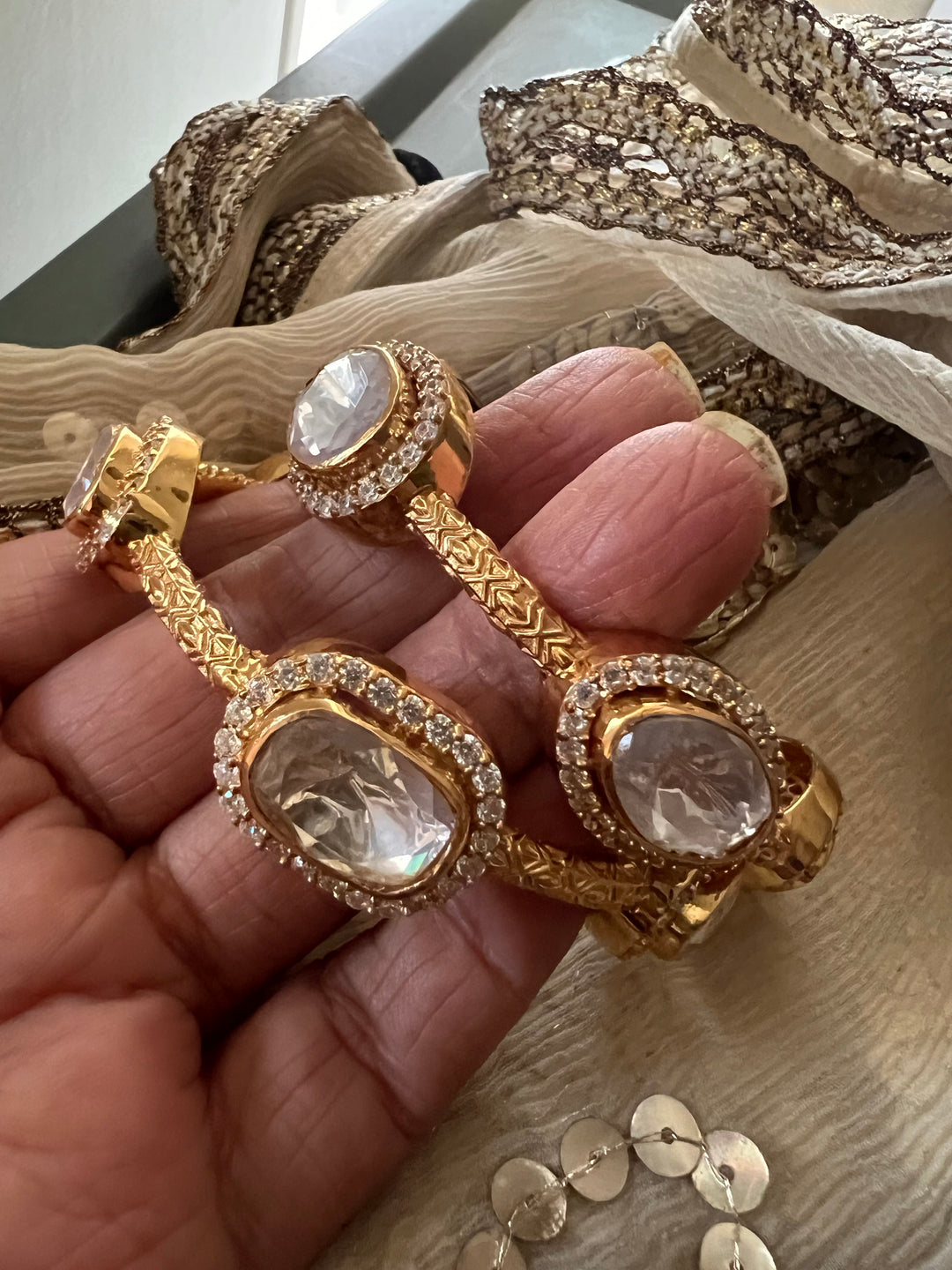 925 Silver Kundan Bangles | Polki Bangle Set SHIVKA