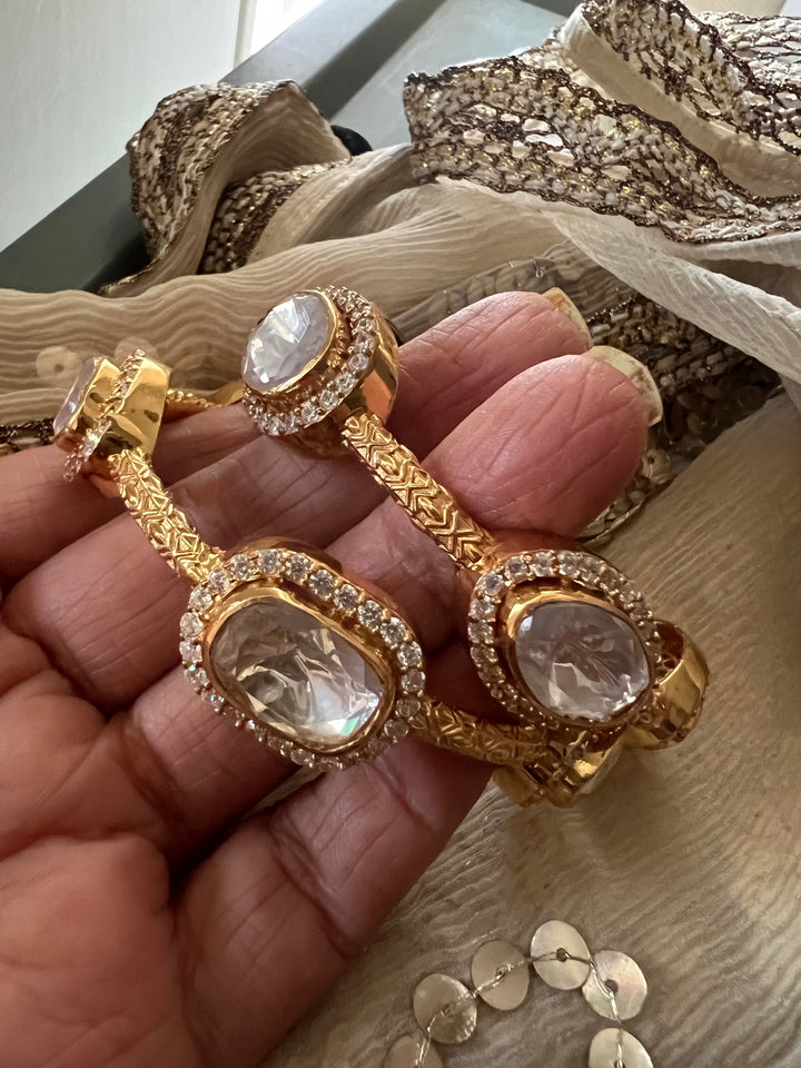 925 Silver Kundan Bangles | Polki Bangle Set SHIVKA