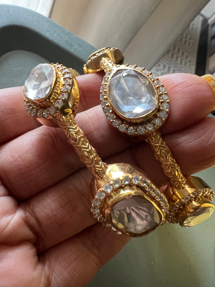 925 Silver Kundan Bangles | Polki Bangle Set SHIVKA