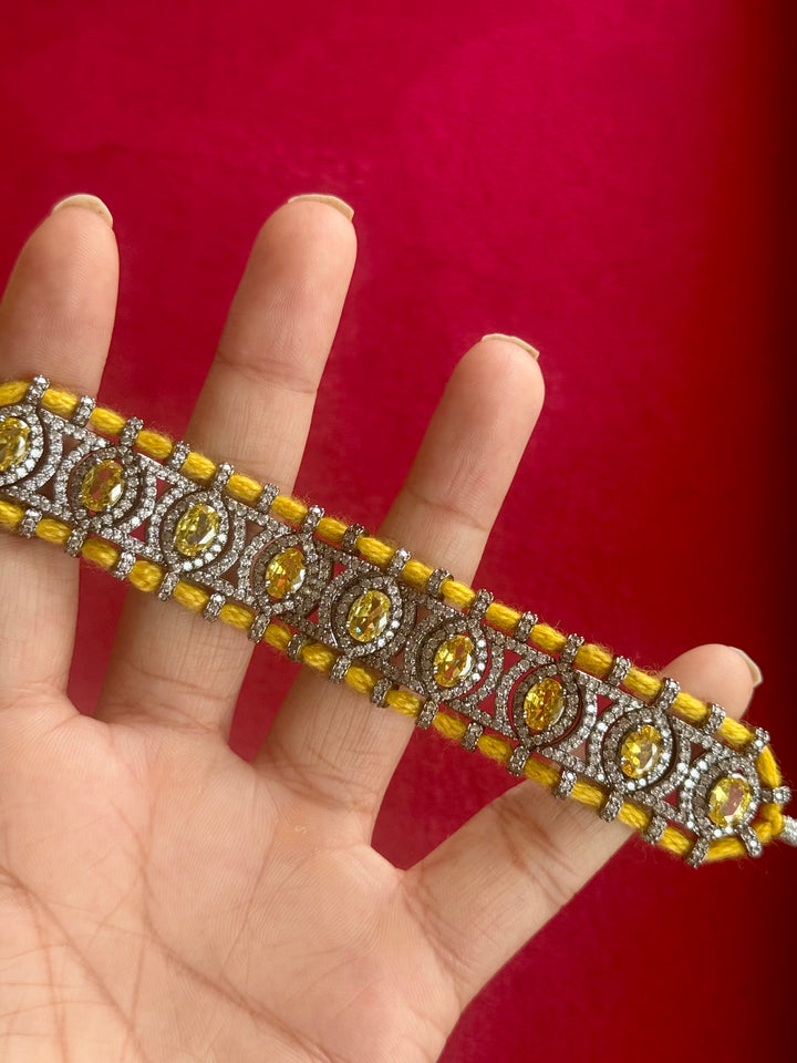 Handmade Designer CZ Bracelet | Rhodium Plated | SHIVKA