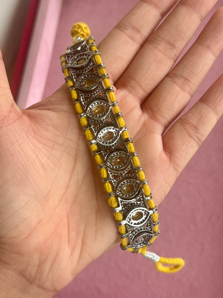 Handmade Designer CZ Bracelet | Rhodium Plated | SHIVKA