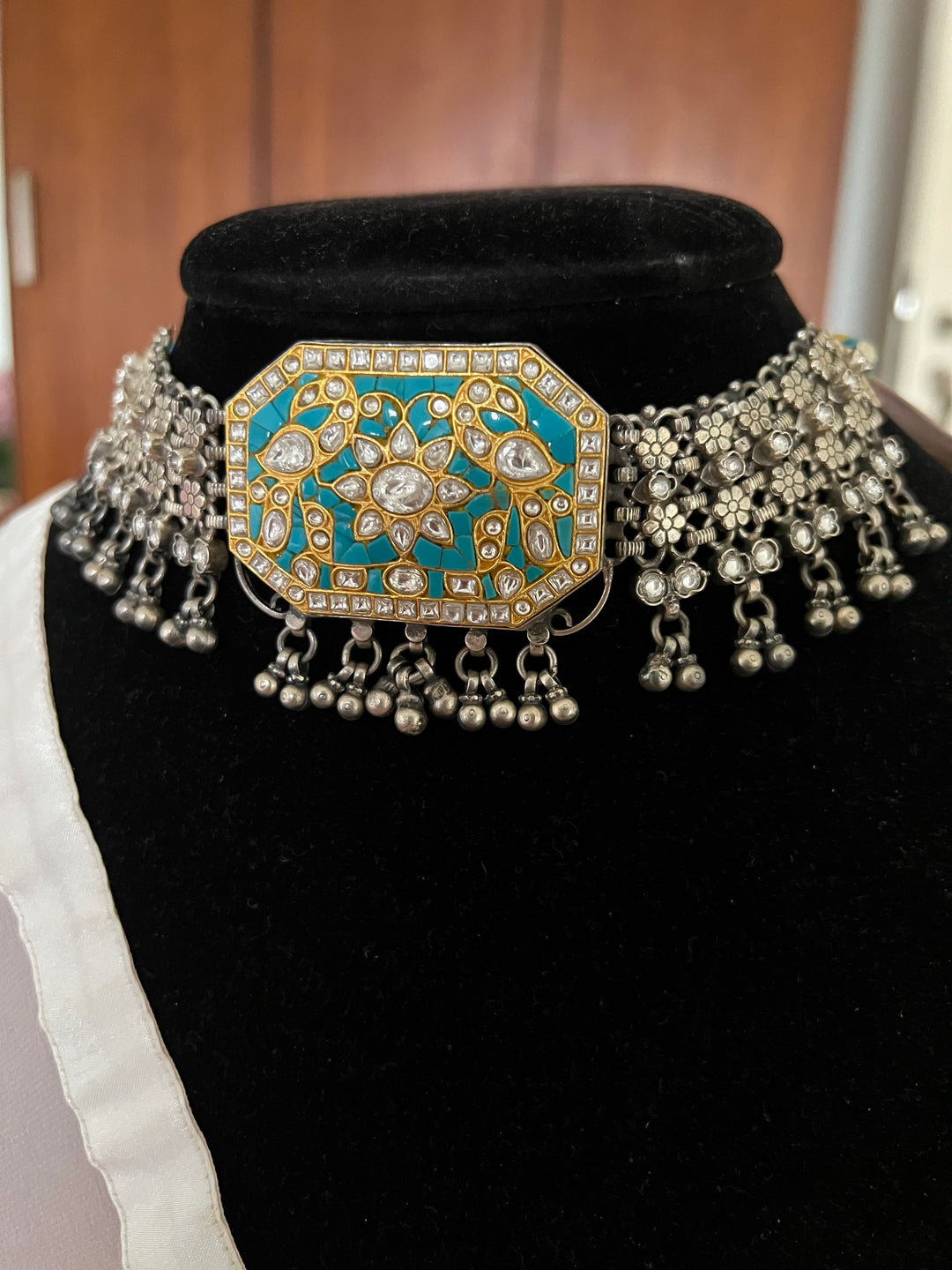 Kundan Embellished Pure 925 Silver Choker
