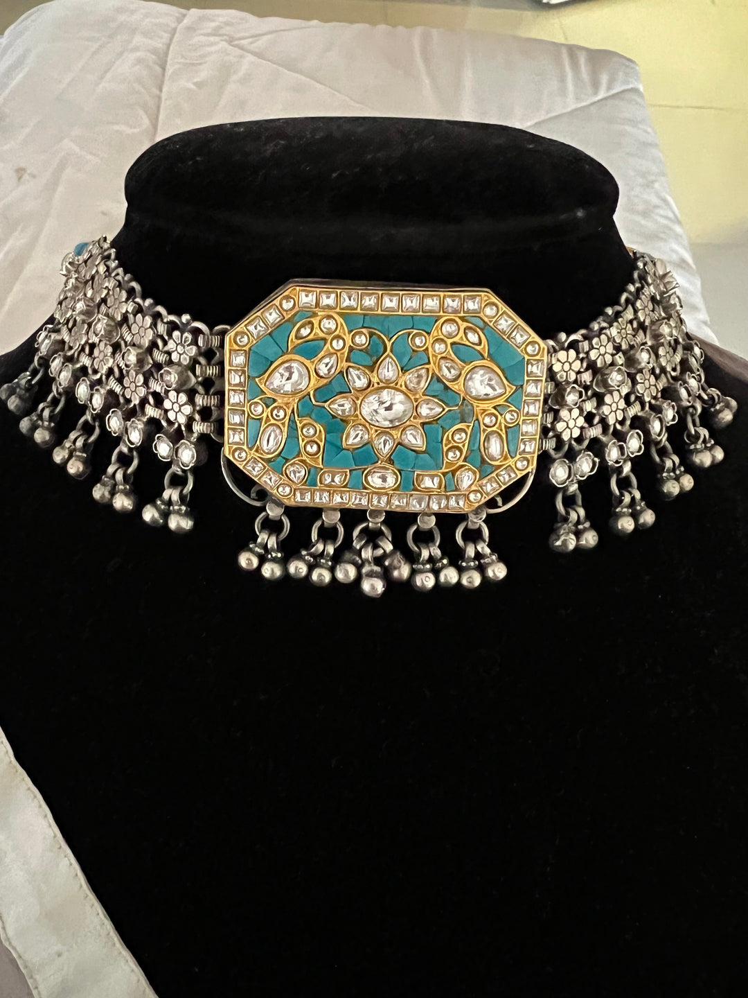 Kundan Embellished Pure 925 Silver Choker