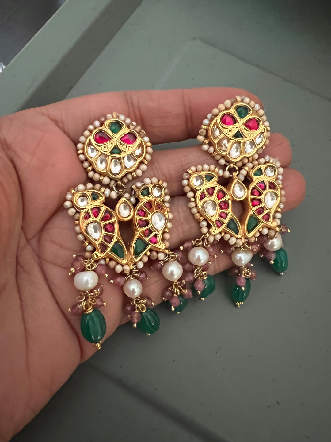 Elegant 925 Silver Jadau Kundan Necklace Set