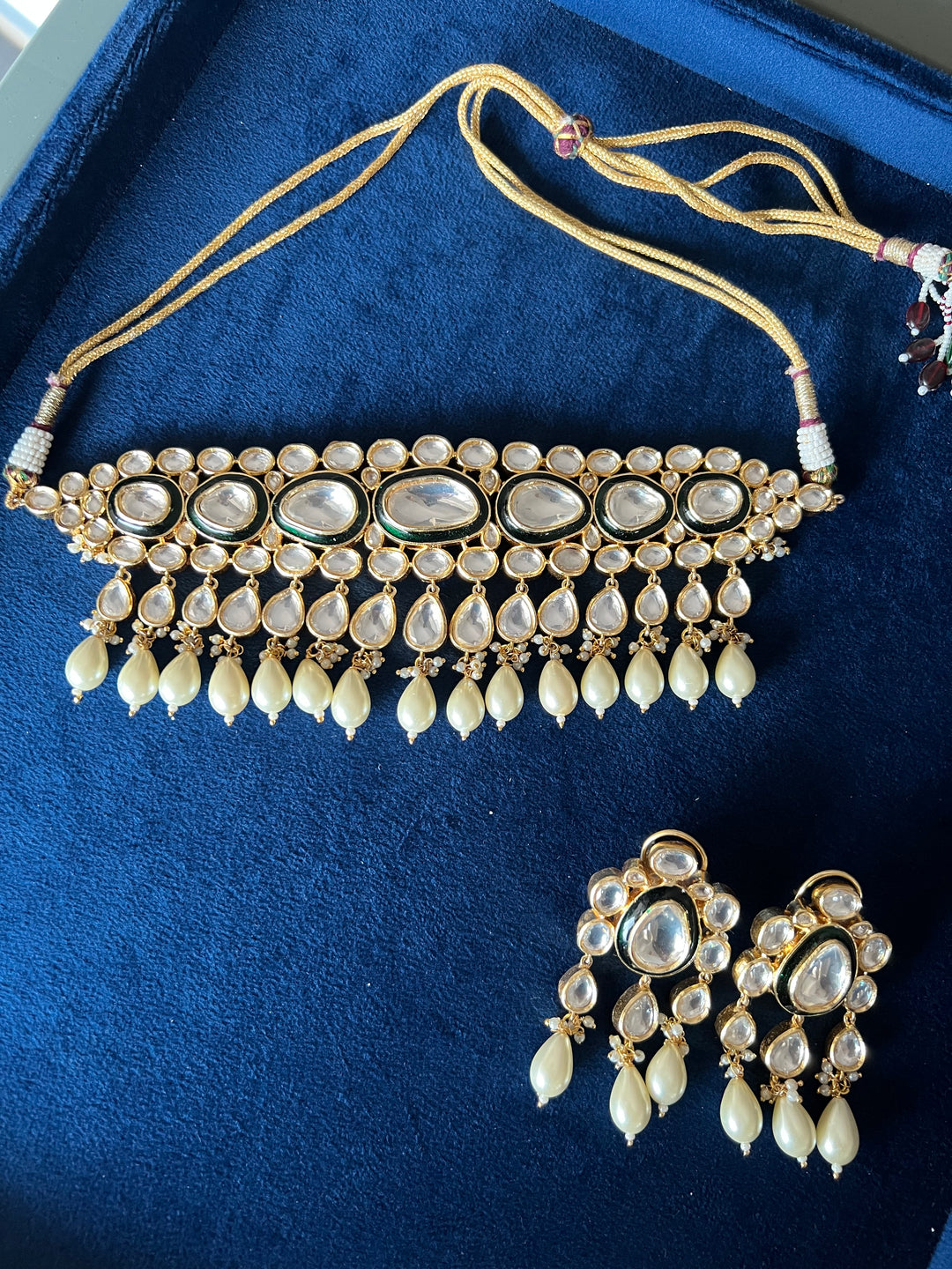 Beautiful Pearls and Kundan Choker with Earrings