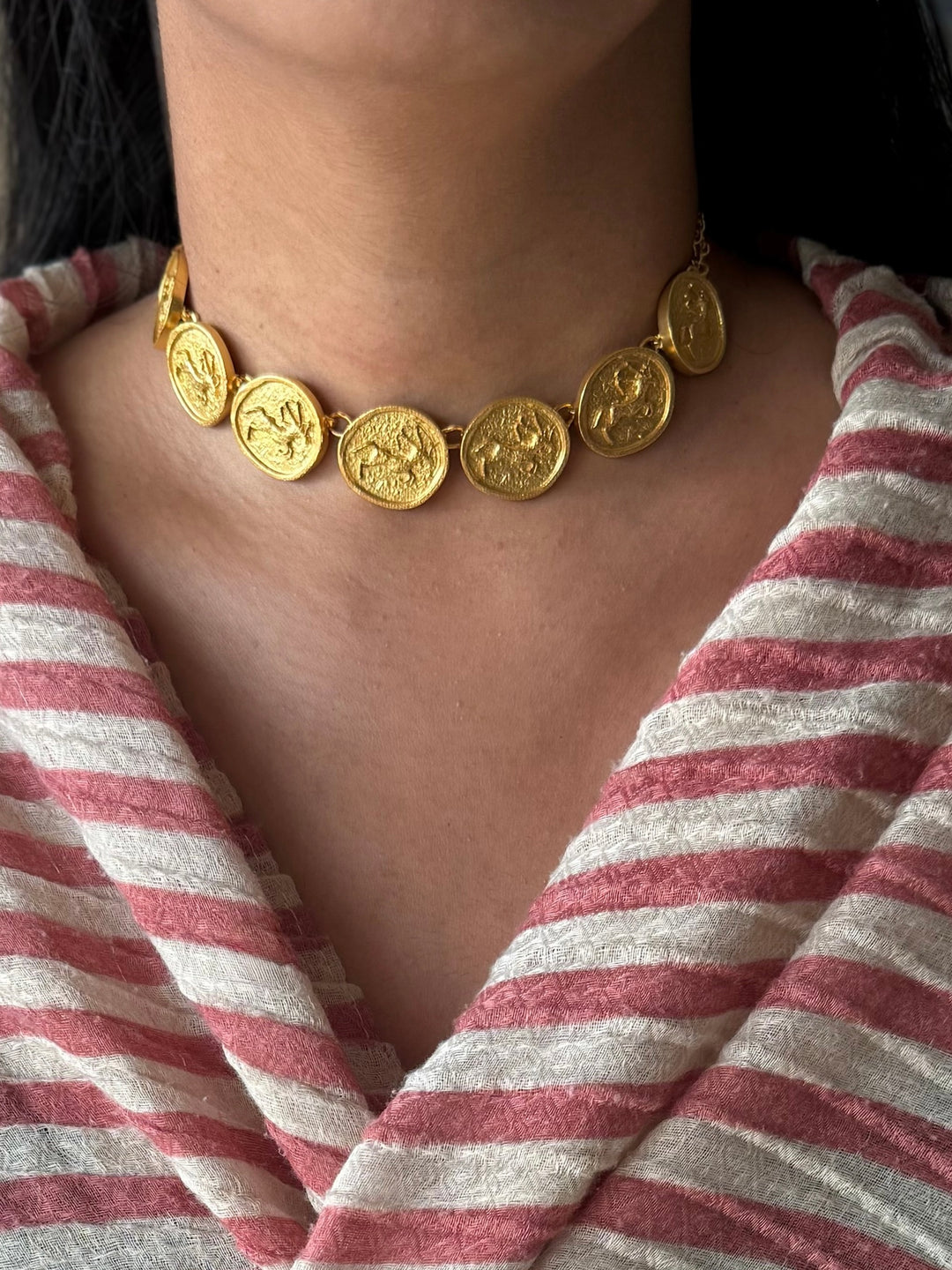 Handmade Statement Sagittarian Choker | Brass Adjustable Lobster Claw Jewelry