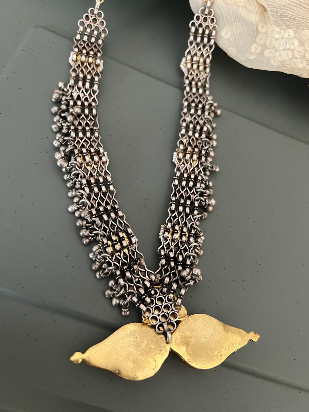 Beautiful 925 Silver Necklace with Kundan Embellishments