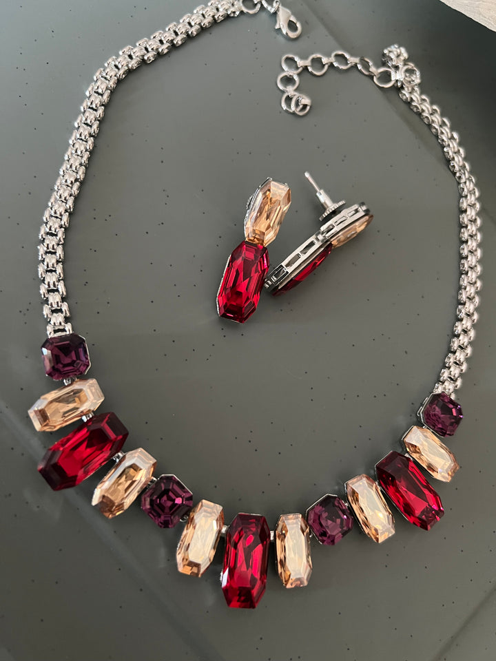 Exquisite Austrian Crystal Necklace Set: Designer Premium Quality