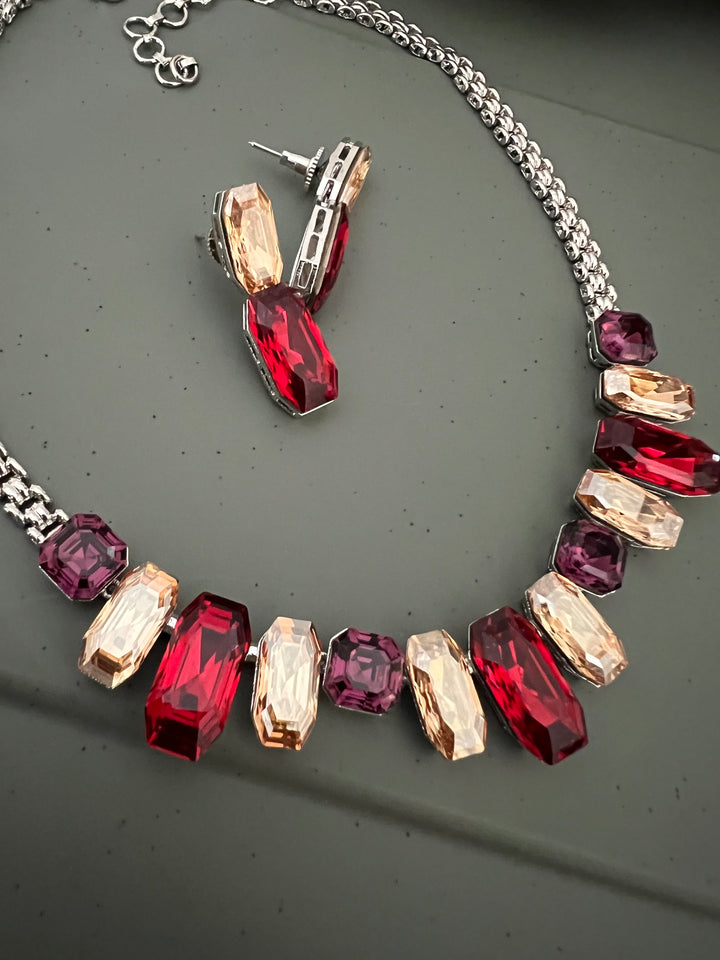 Exquisite Austrian Crystal Necklace Set: Designer Premium Quality