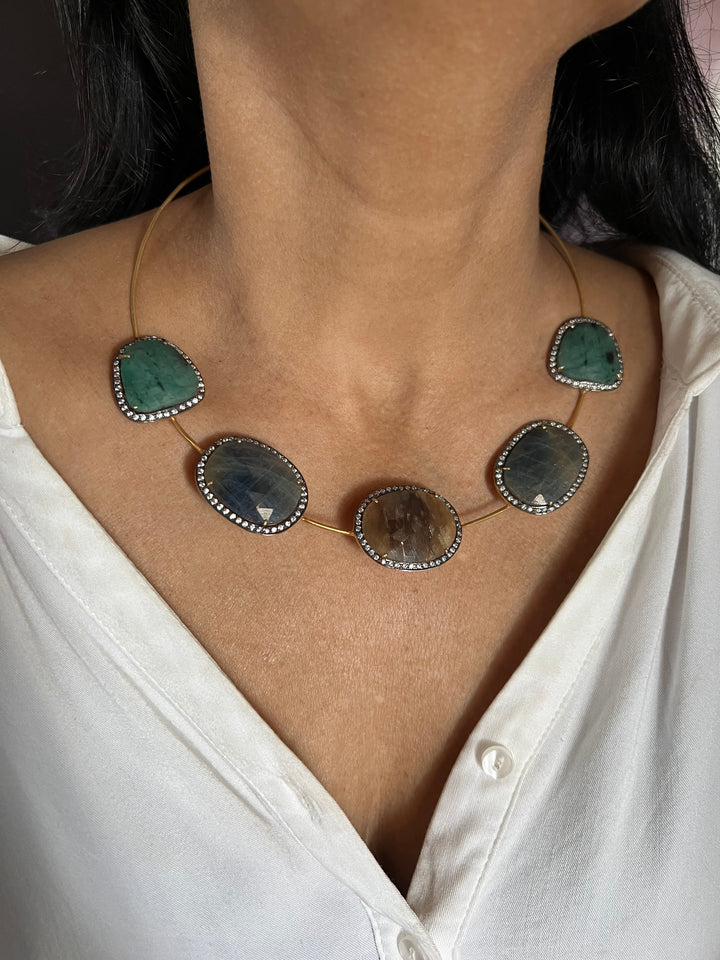 Multi Sapphire Silver Necklace Set - Unmatched Quality and Style