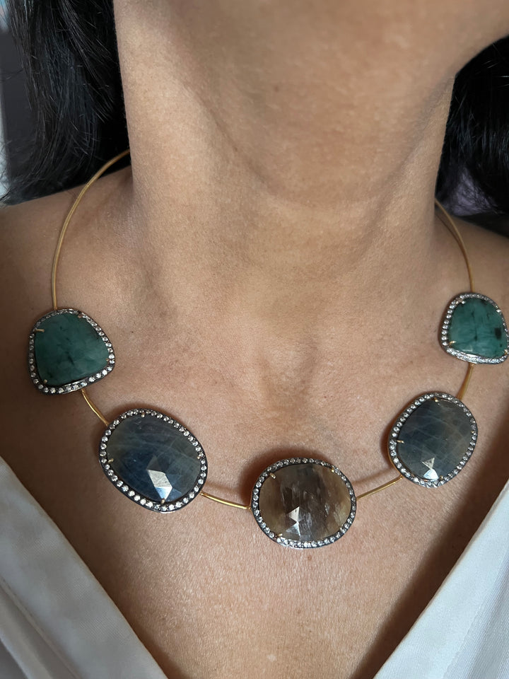 Multi Sapphire Silver Necklace Set - Unmatched Quality and Style