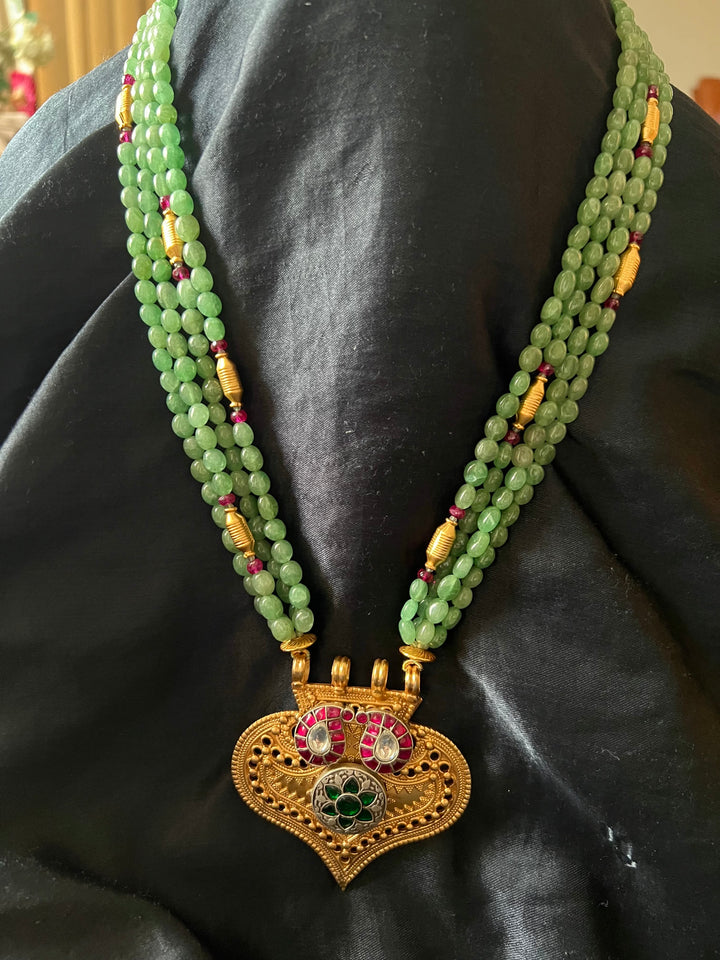 Russian Green Aventurine Quartz Pure 925 Silver Pendant Necklace Set