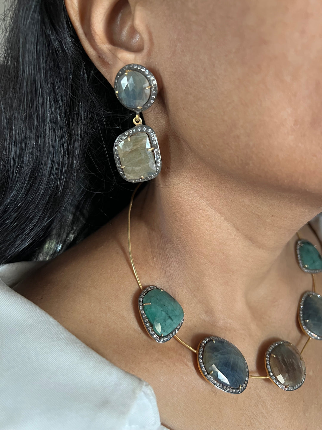 Multi Sapphire Silver Necklace Set - Unmatched Quality and Style