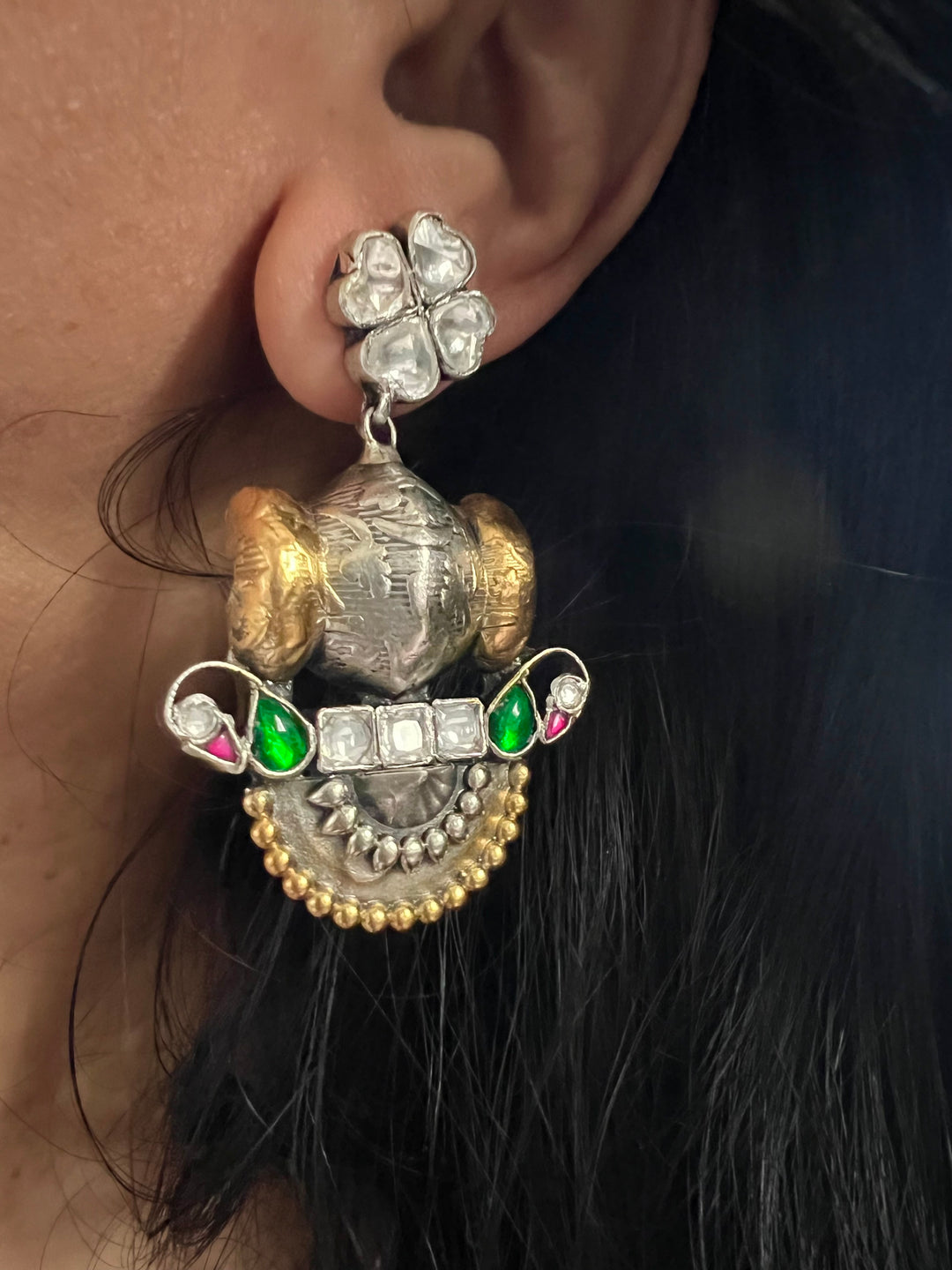 Russian Green Aventurine Quartz Pure 925 Silver Pendant Necklace Set