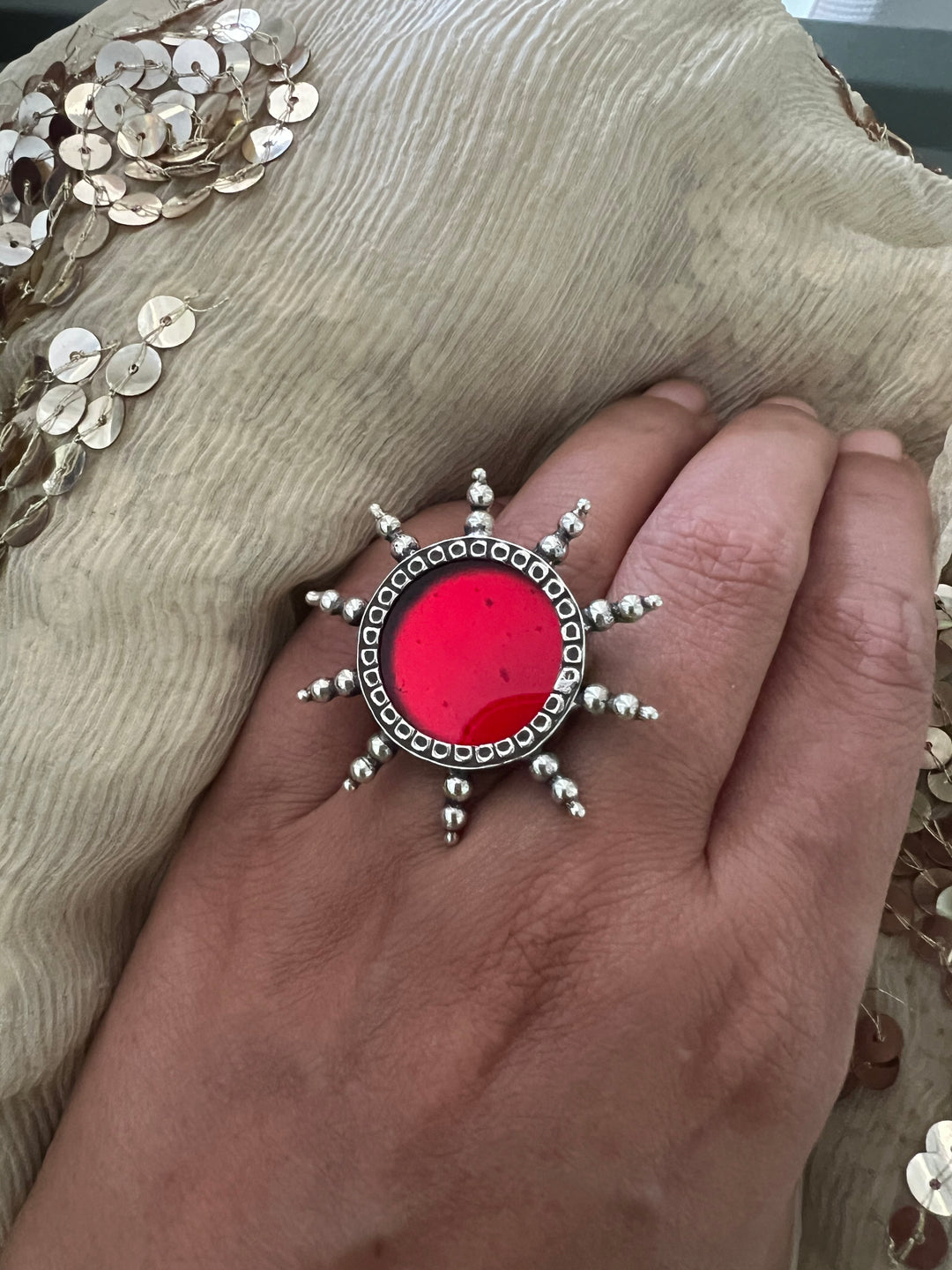 Shivka Pure 925 Silver Glass Ring