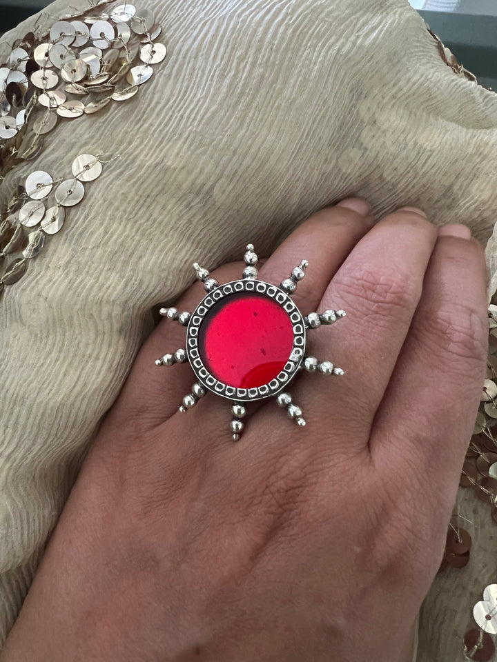 Shivka Pure 925 Silver Glass Ring