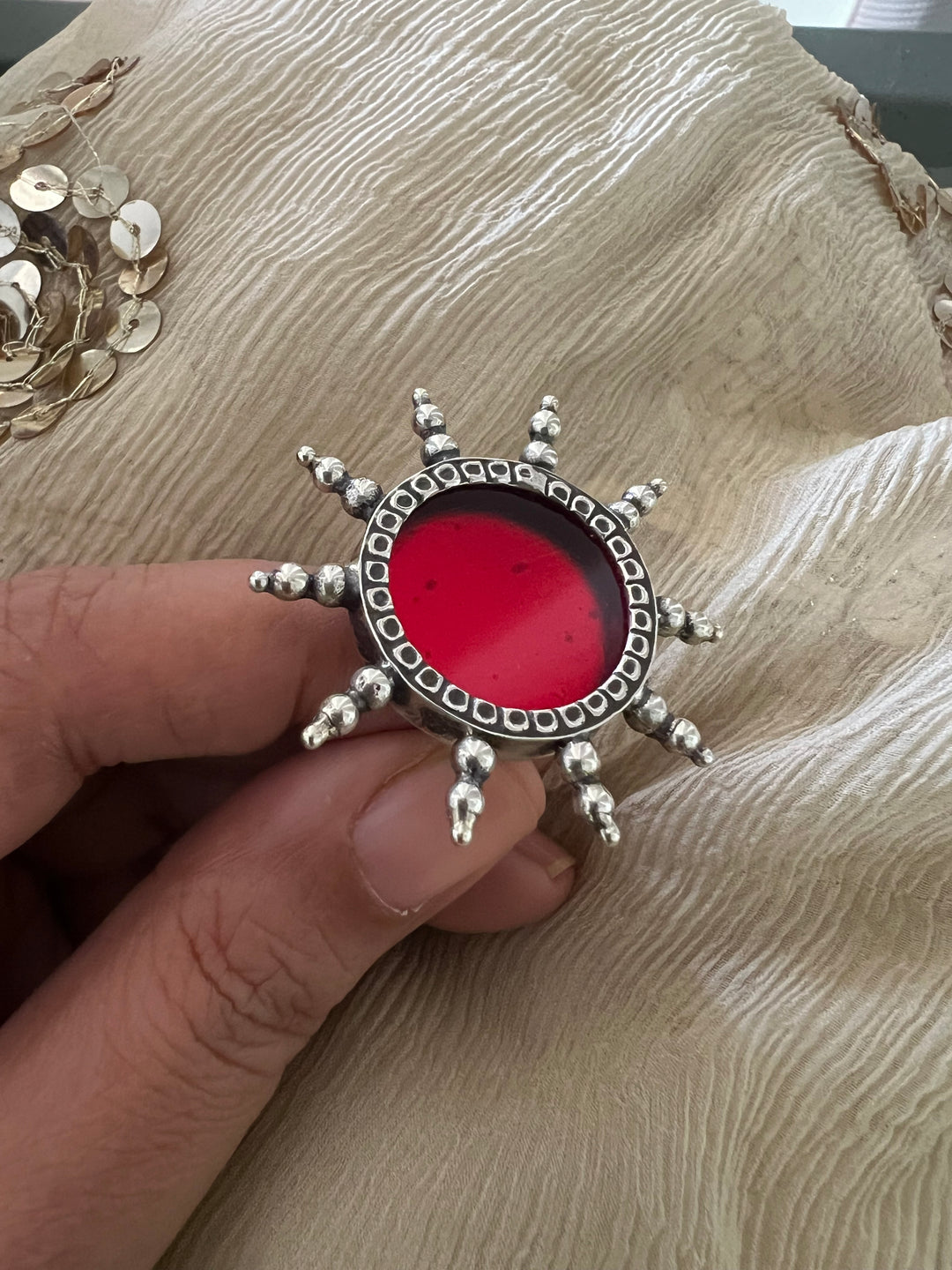 Shivka Pure 925 Silver Glass Ring