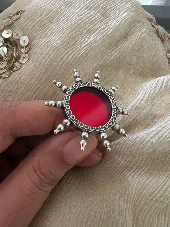 Shivka Pure 925 Silver Glass Ring