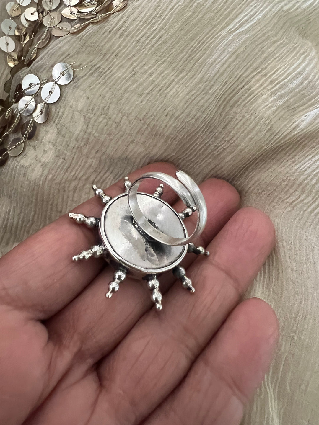 Shivka Pure 925 Silver Glass Ring