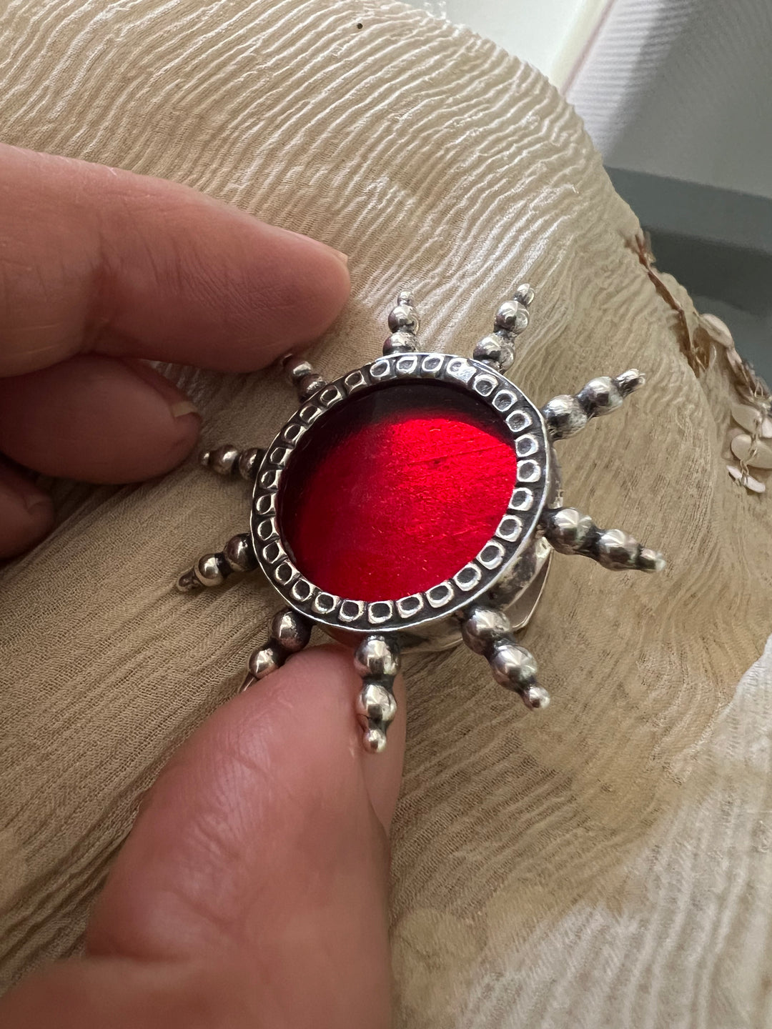 Shivka Pure 925 Silver Glass Ring