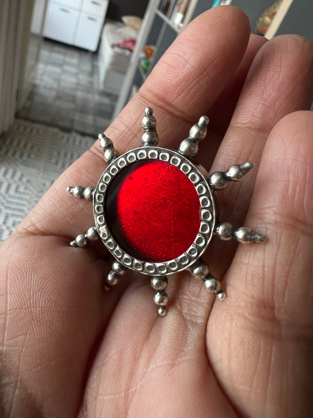 Shivka Pure 925 Silver Glass Ring