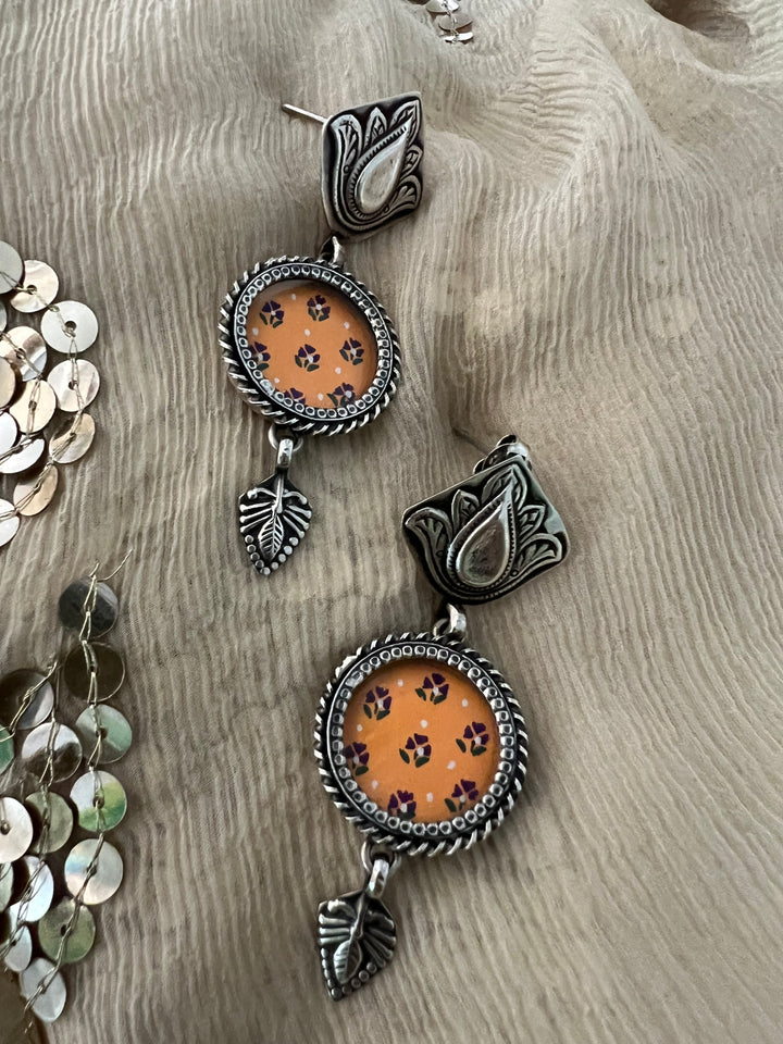 Hand Painted Glass 925 Silver Earrings | SHIVKA