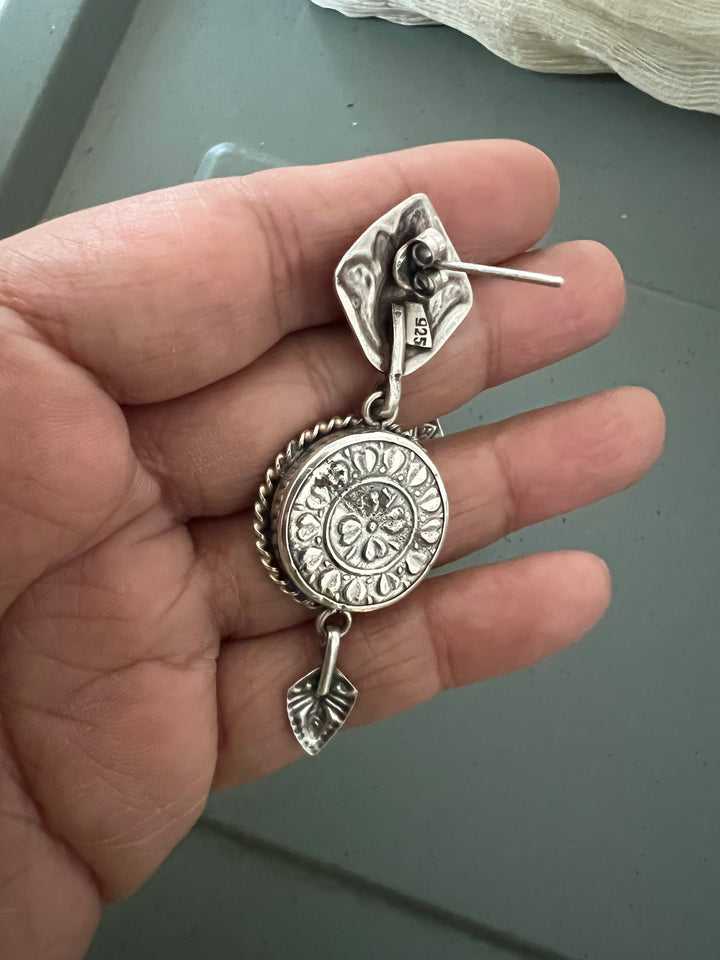 Hand Painted Glass 925 Silver Earrings | SHIVKA