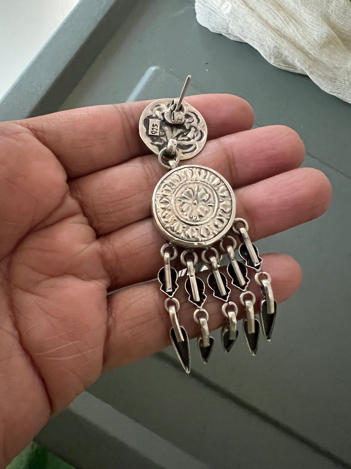 Hand Painted Glass 925 Silver Earrings | SHIVKA