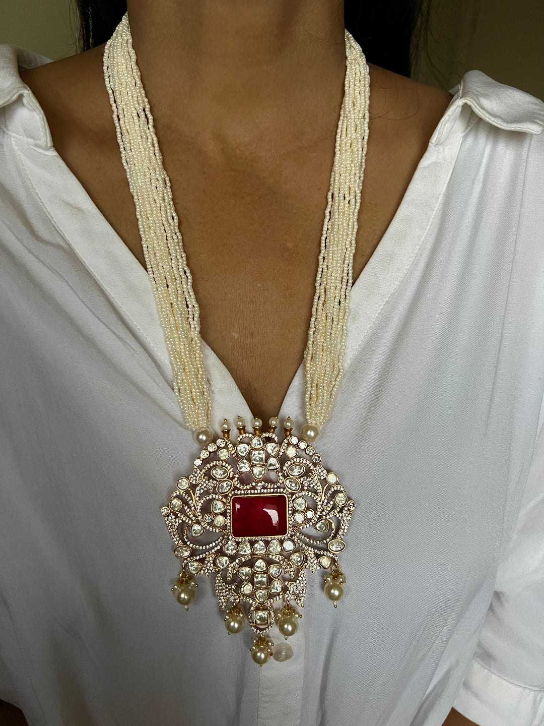 Victorian Kundan Necklace with Earrings