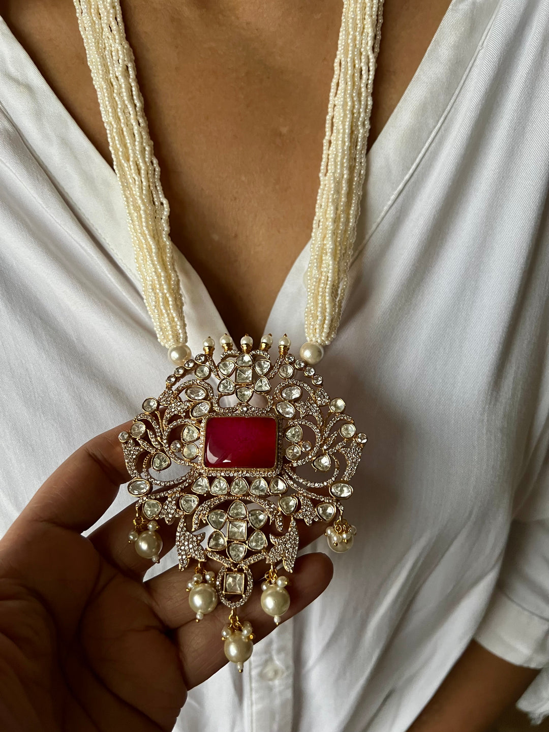 Victorian Kundan Necklace with Earrings