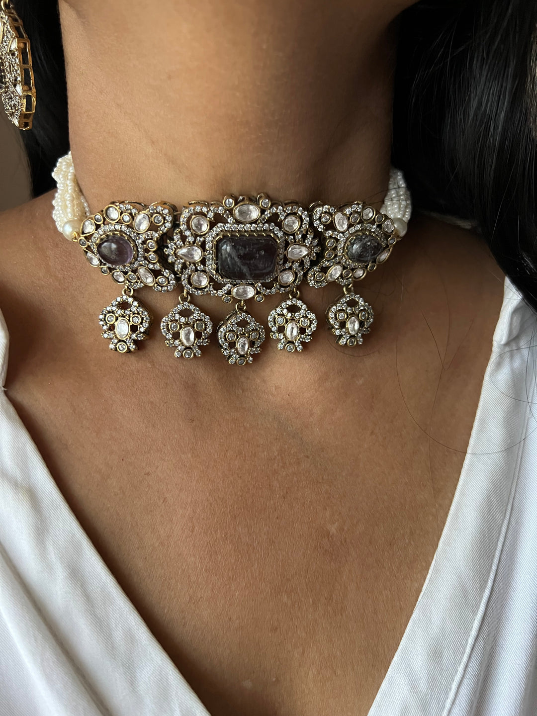 Victorian Kundan Choker with Studs