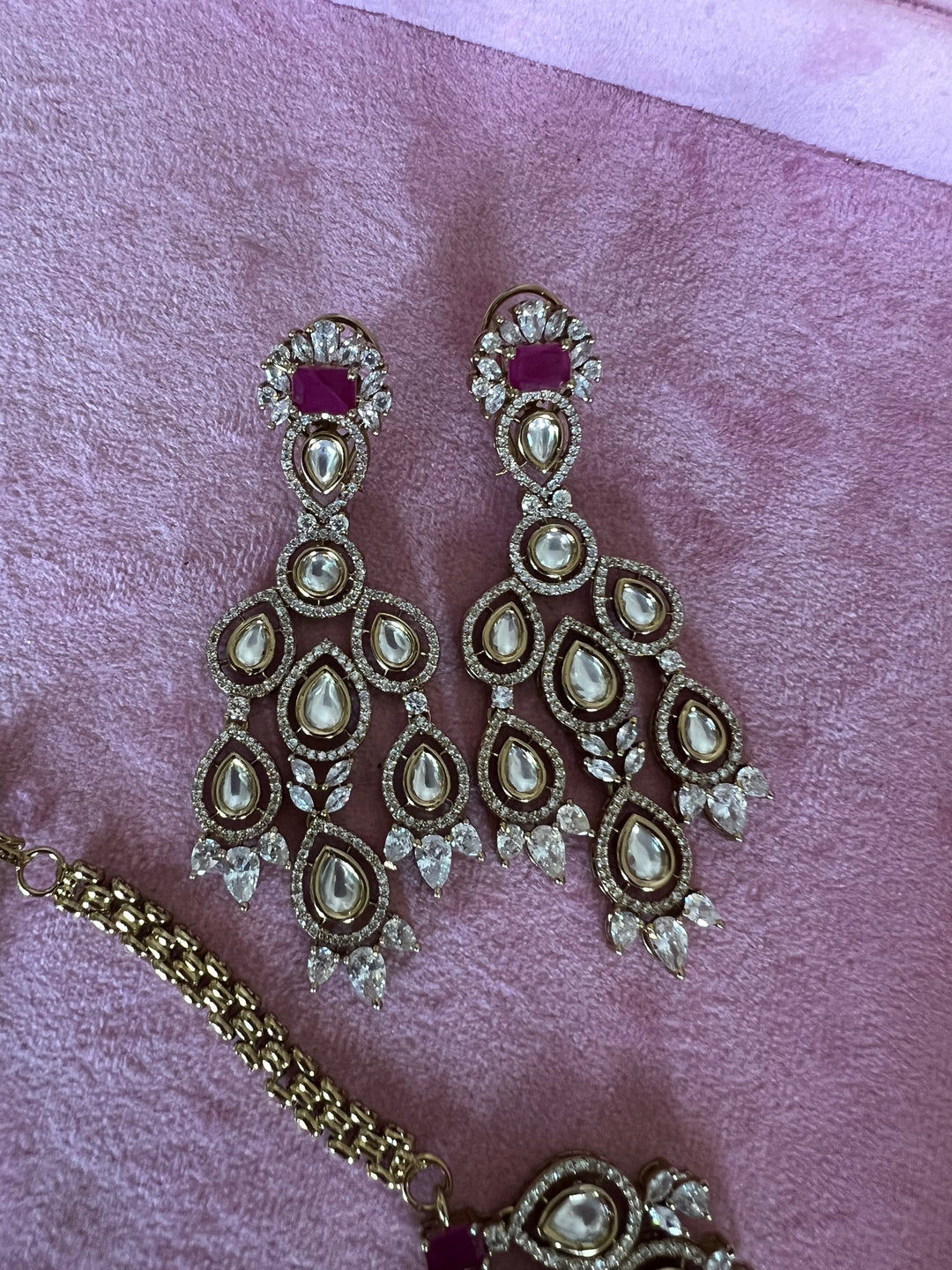 Victorian CZ Kundan Necklace with Statement Earrings