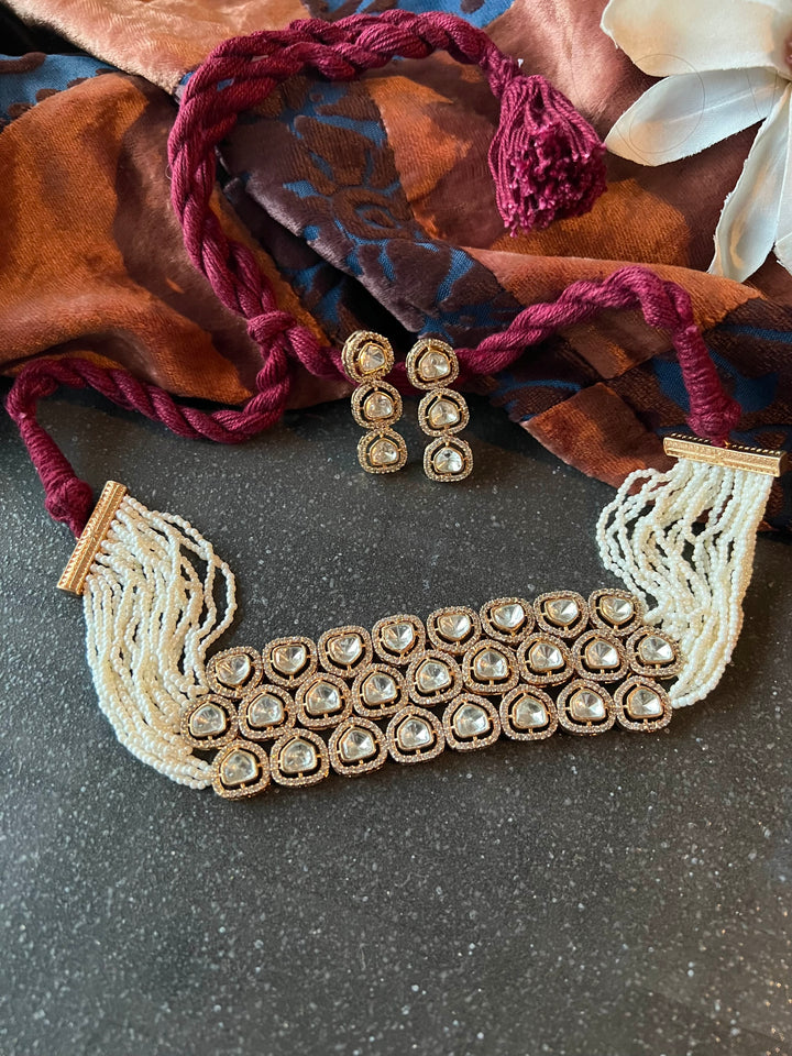 Victorian Kundan Choker with Earrings