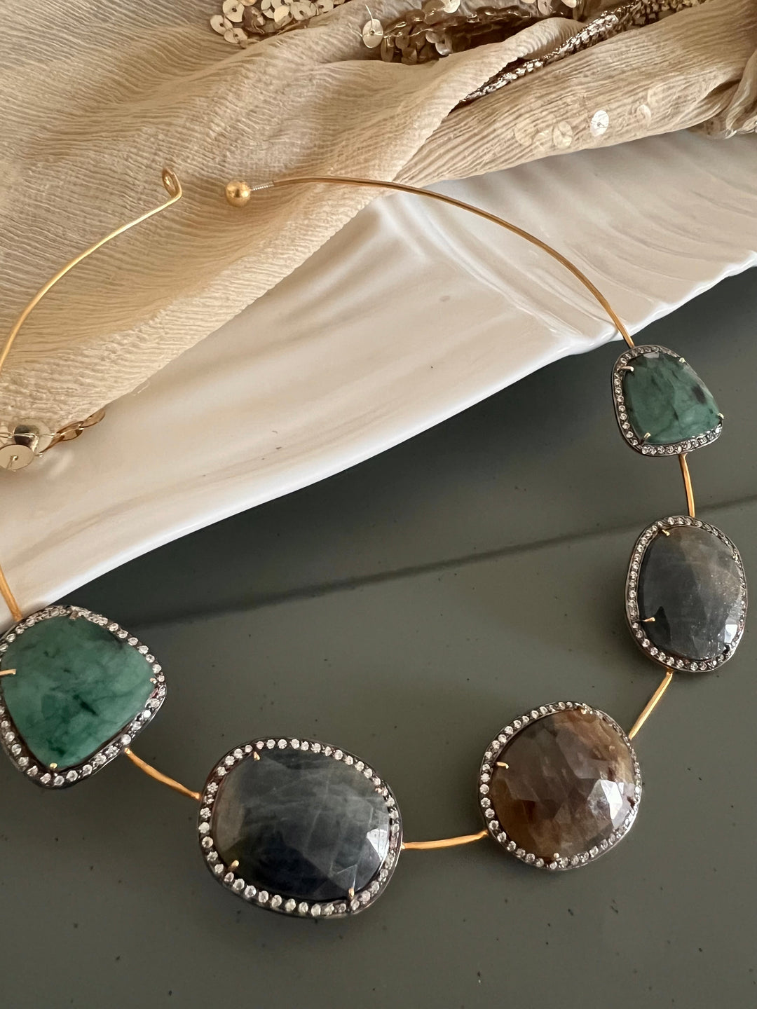 Multi Sapphire Silver Necklace Set - Unmatched Quality and Style