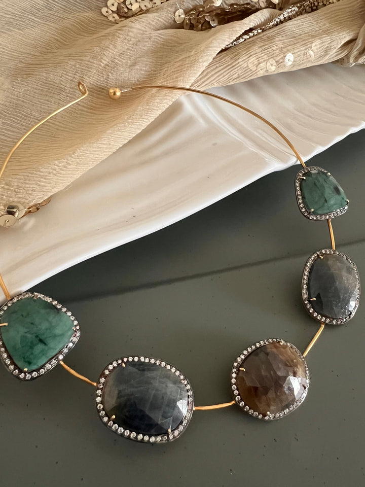 Multi Sapphire Silver Necklace Set - Unmatched Quality and Style