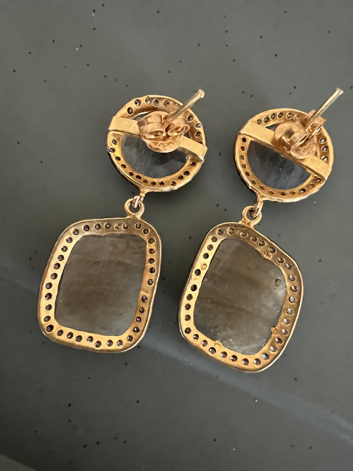 Antique Gold Multi-Sapphire 925 Silver Necklace Set
