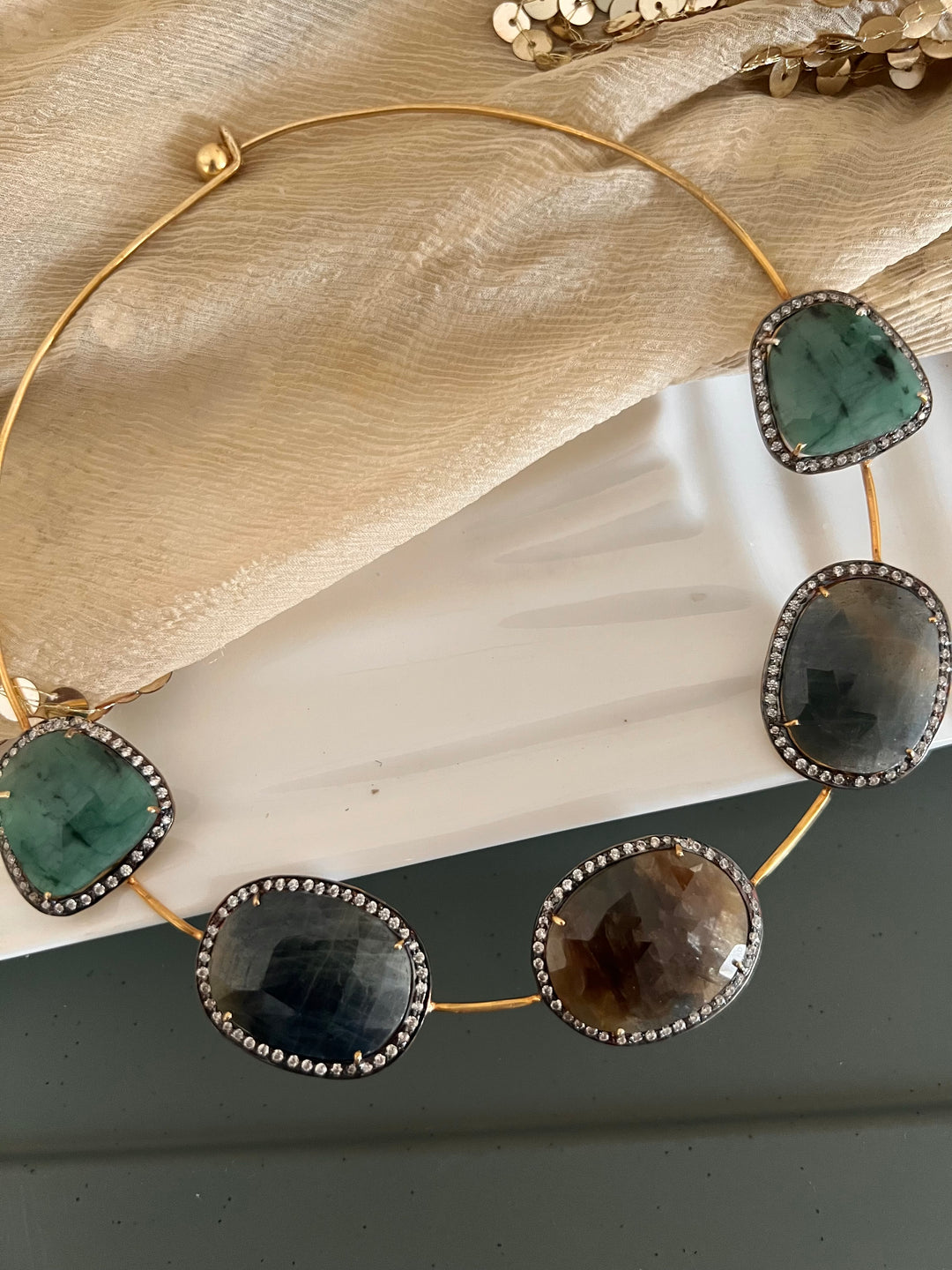 Multi Sapphire Silver Necklace Set - Unmatched Quality and Style