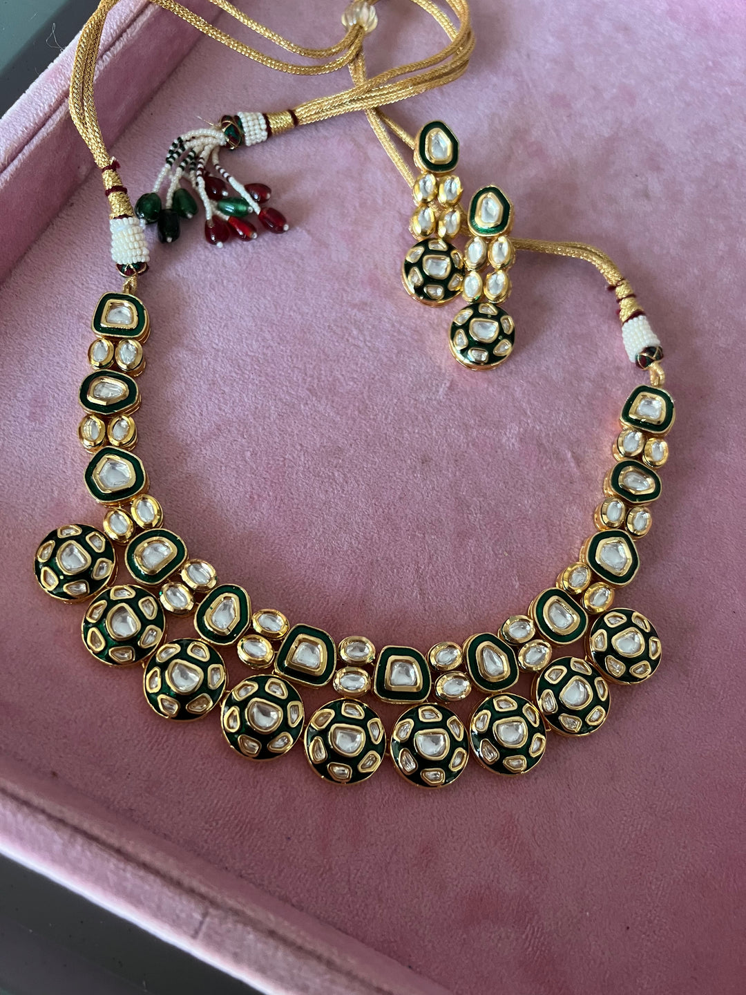 Signature Green Kundan Necklace with Earrings